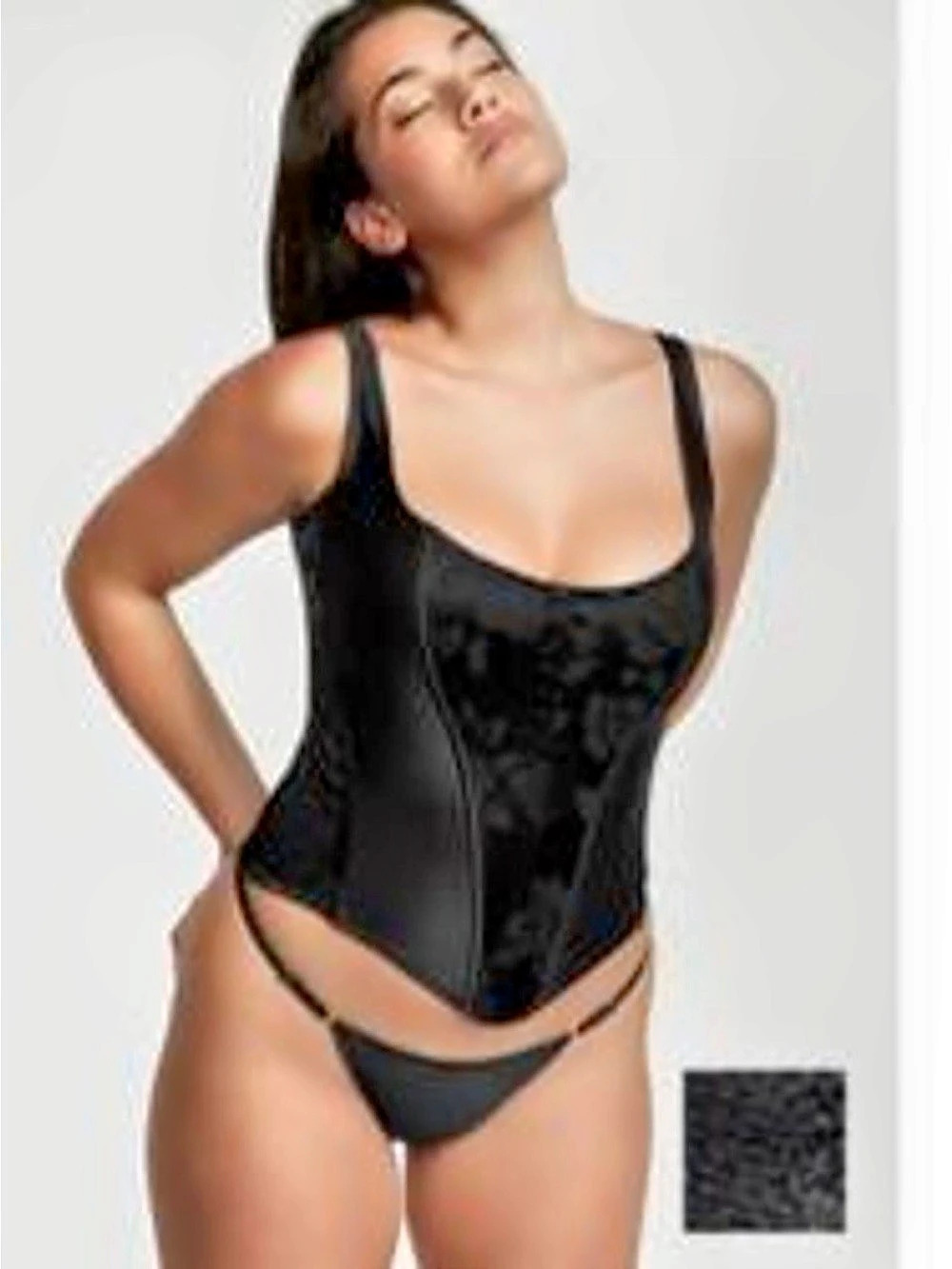 NWT Very Sexy VS Archives Burnout Satin Corset Floral Satin Corset Top Black S